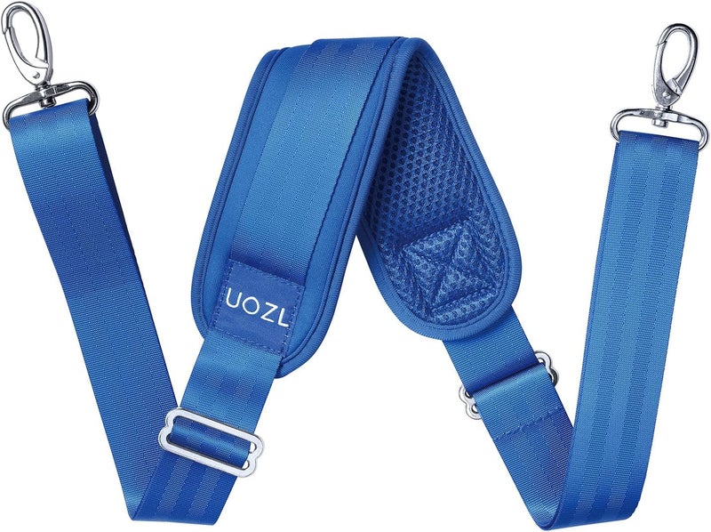 UOZL 59 Inch Shoulder Straps, Soft with Ultra-Thick Fixed Shoulder Pad, Two Way Independently Adjustable Buckle Replacement Straps for Laptop Bag Messenger Bag Tool Bag Luggage,Blue - Image 1